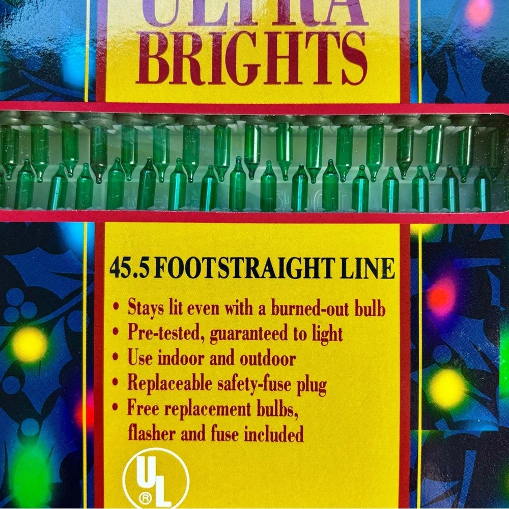 Vintage Deck The HallsTwo Sets Of Green Indoor Christmas Tree Lights